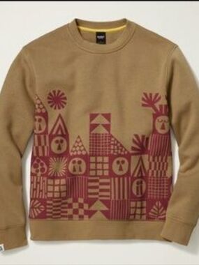 Bonobos Fielder Tan Sweatshirt Magenta Geometric Print